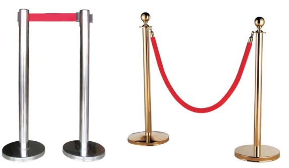 Retractable-belt and rope barrier posts